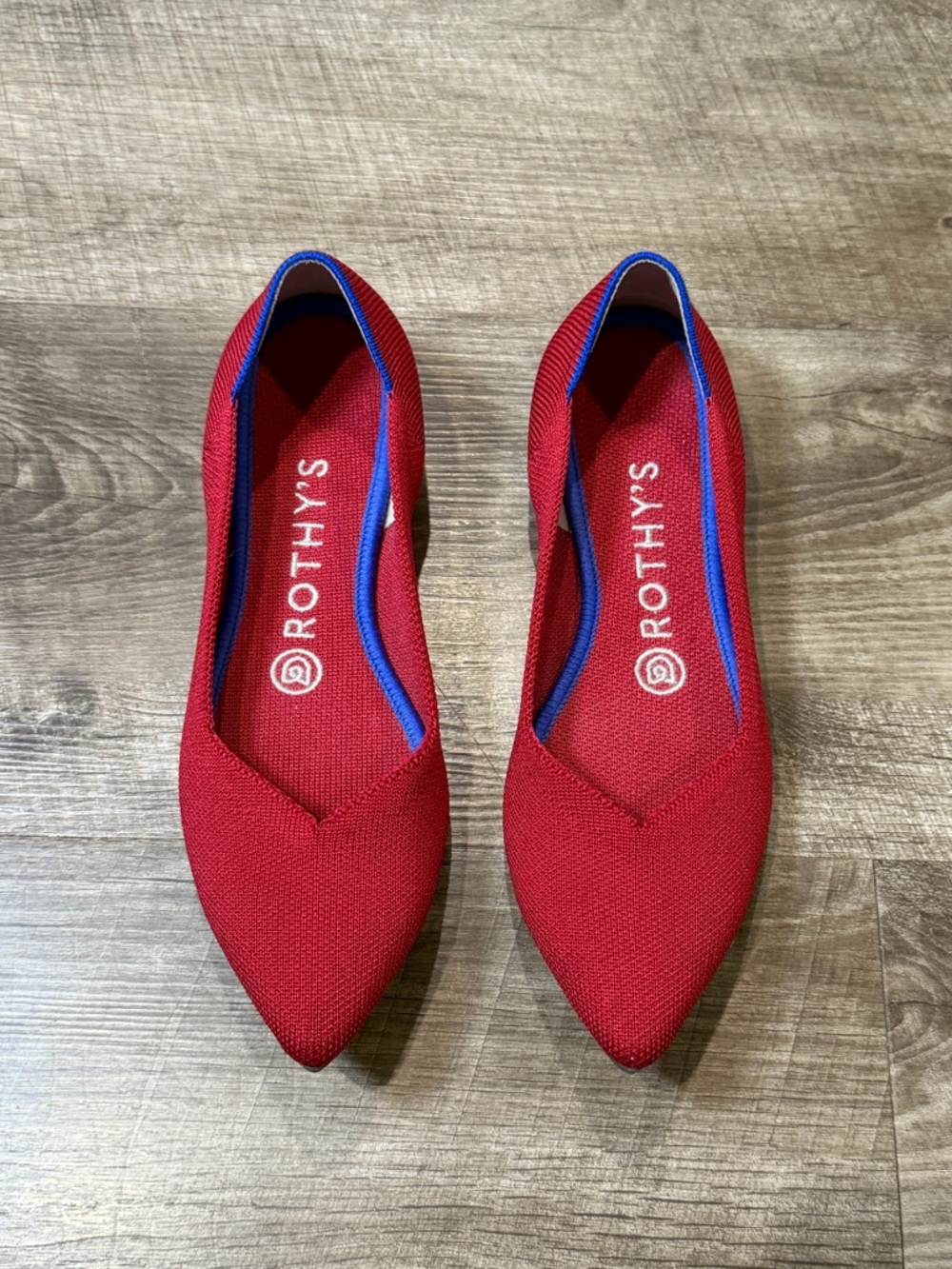 Rothy's The Point Bright Red Knit Fabric Womens Pointed Slip On Ballet Flats 7